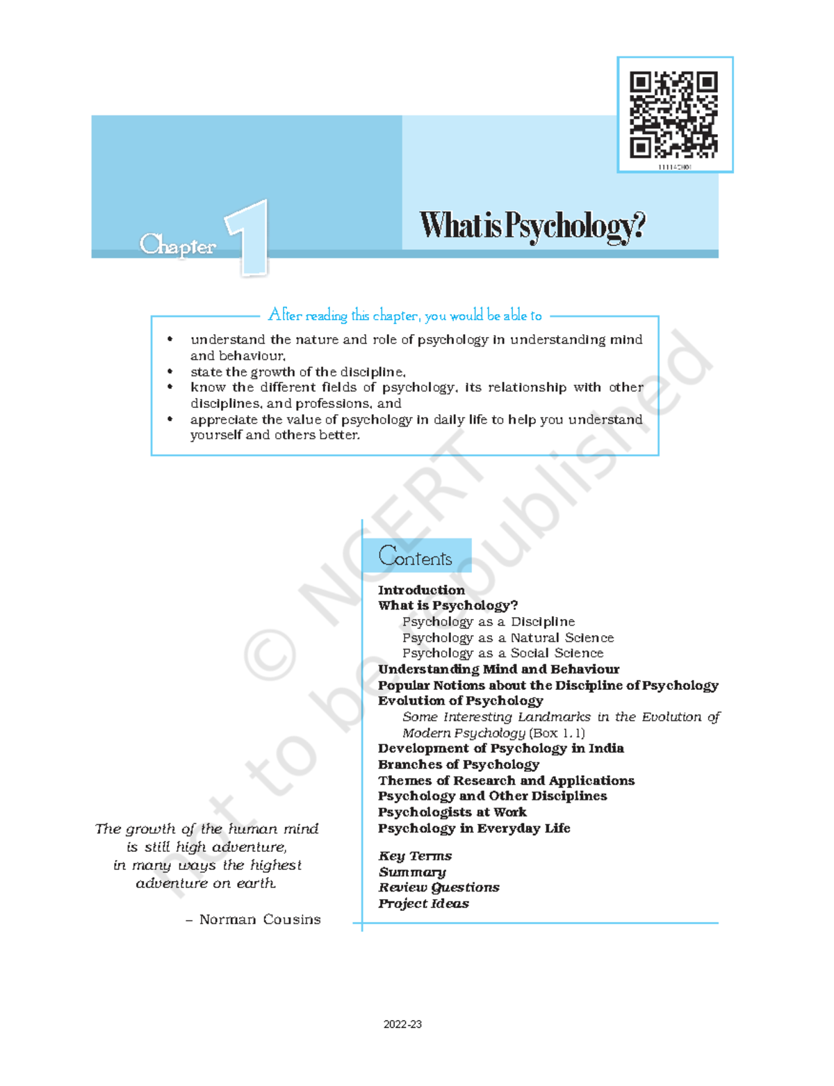 NCERT 11 Psychology: Chapter 1 - Understanding the Nature of Psychology ...