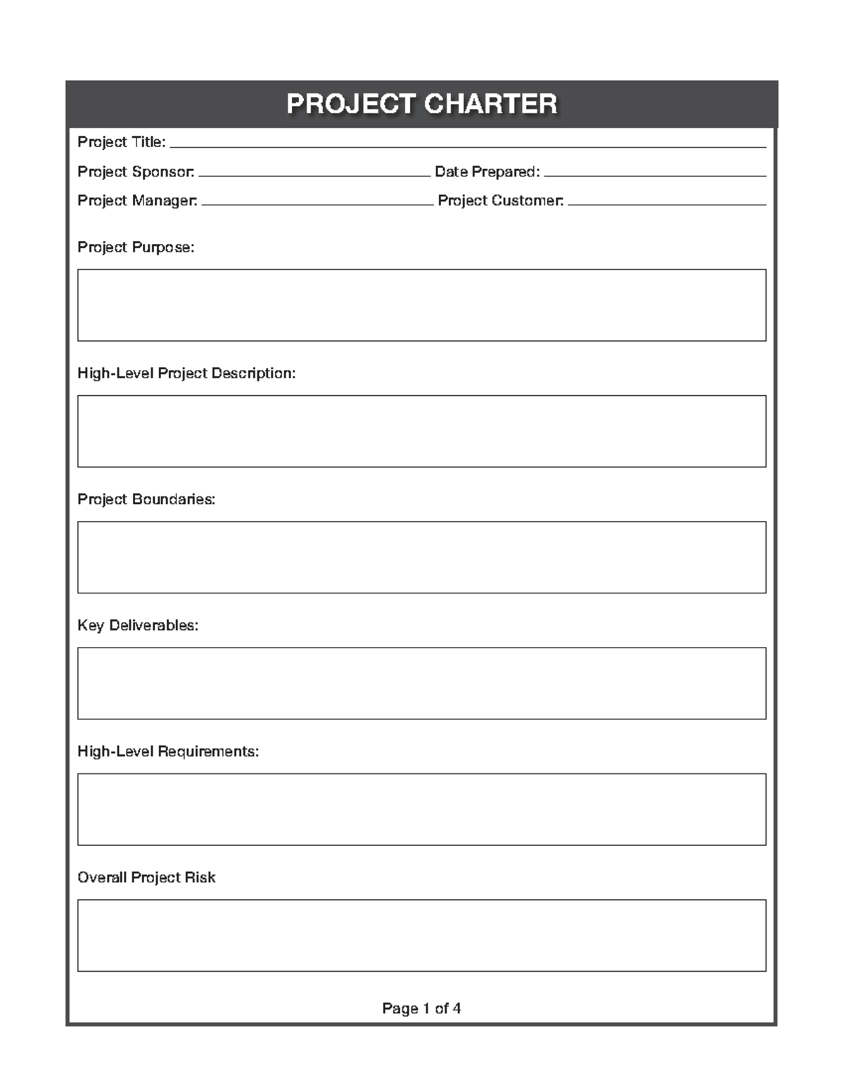 Project Charter forms - Project sponsor:Project manager:Project title ...