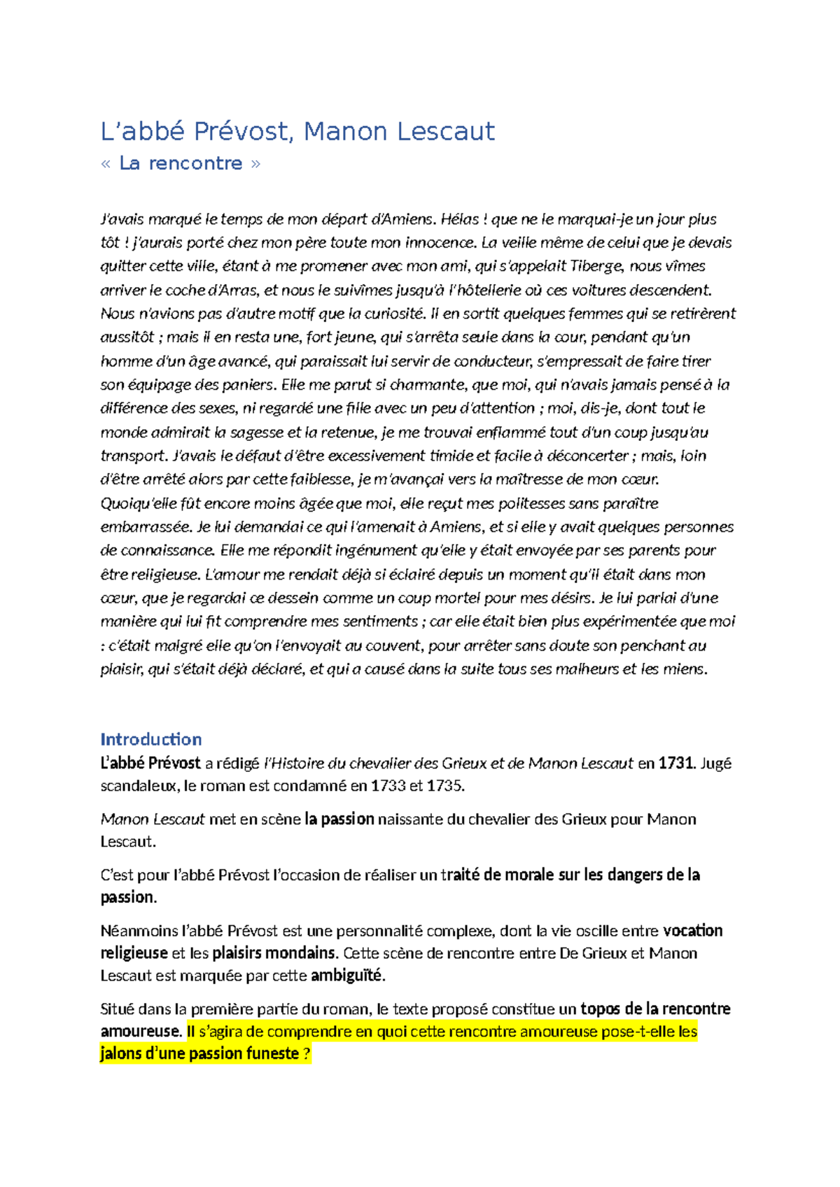 Die Räuber Akt 3 Szene 1 Analyse Analyse linéaire : Manon Lescaut, Rencontre amoureuse (cours) - Studocu