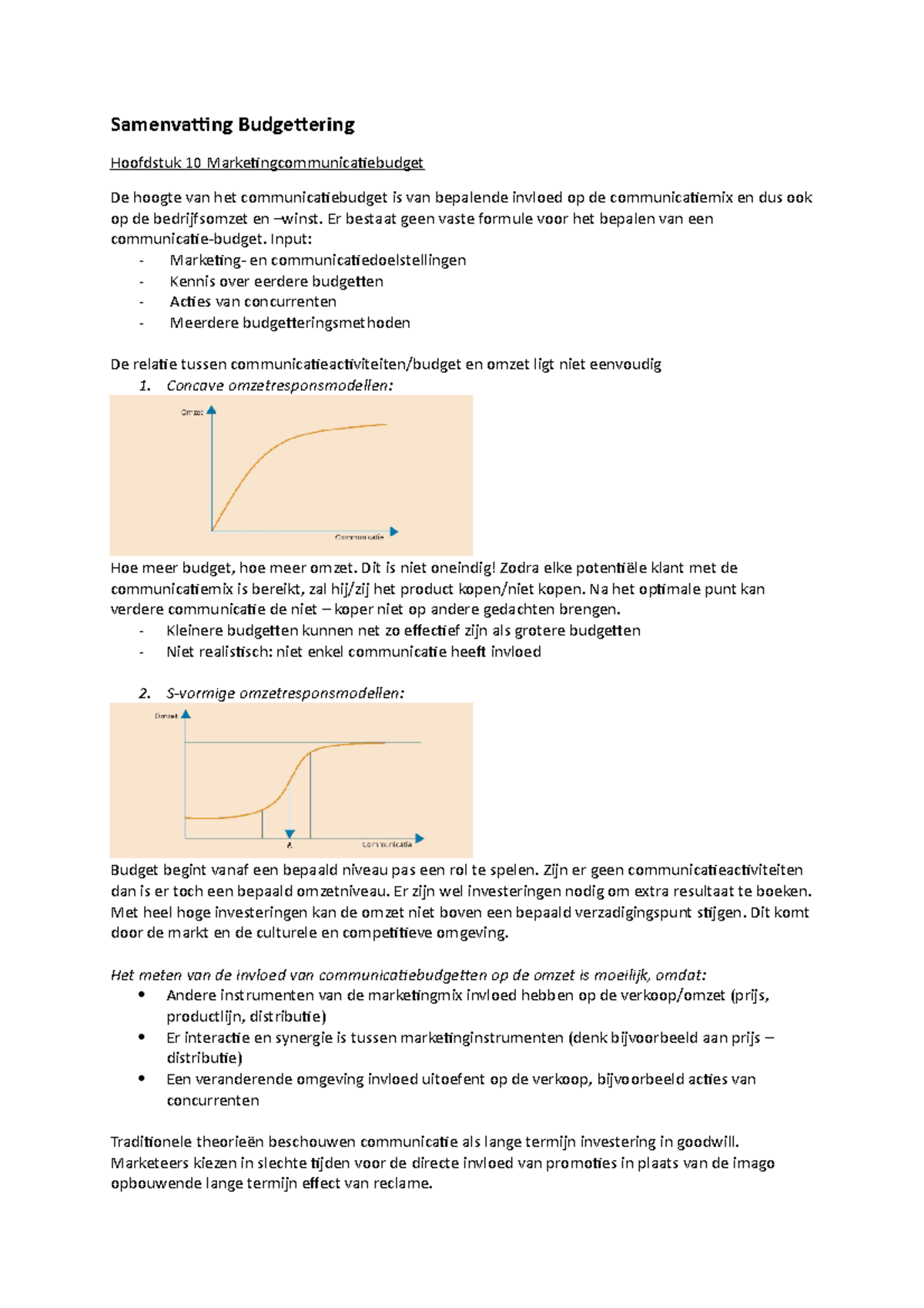 Samenvatting Budgettering Hoofdstuk 10: Marketingcommunicatiebudget en ...