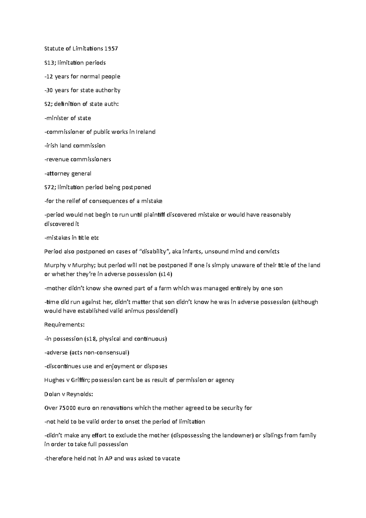 Adverse Possession Exam Notes (Law 101): Key Cases and Limitations ...