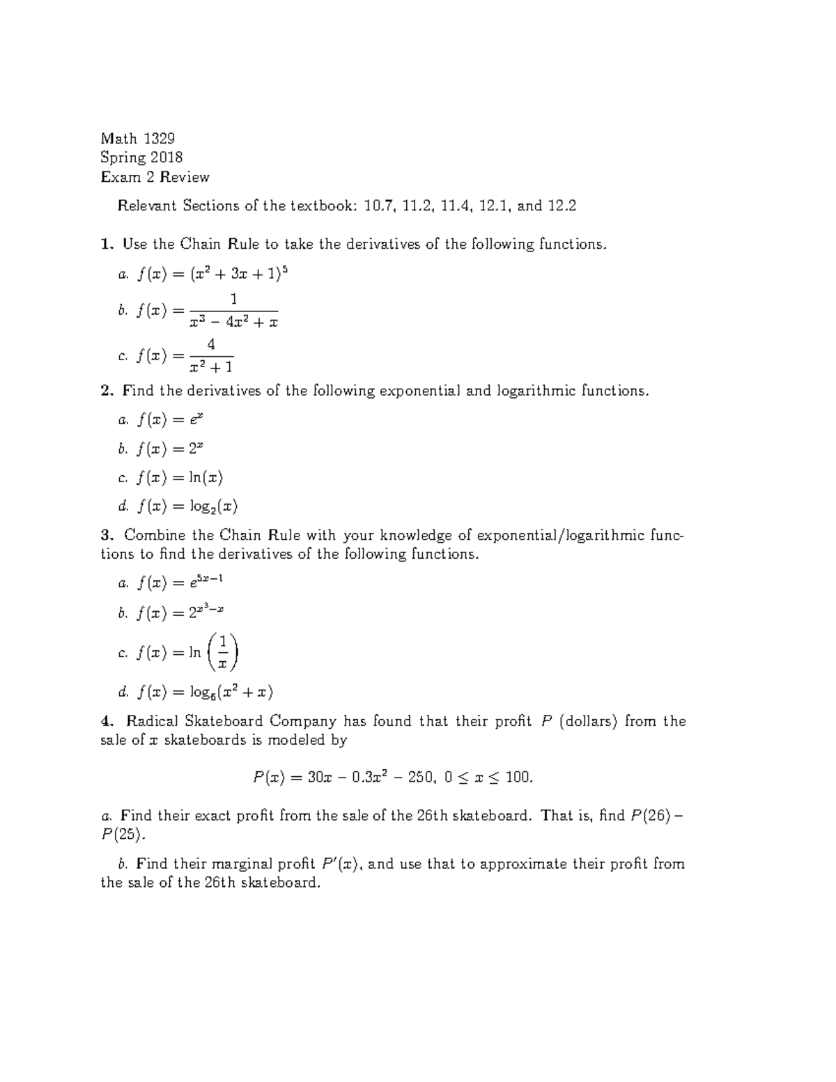 Math 1329 Exam 2 Review - Corrigan - Math 1329 Spring 2018 Exam 2 ...