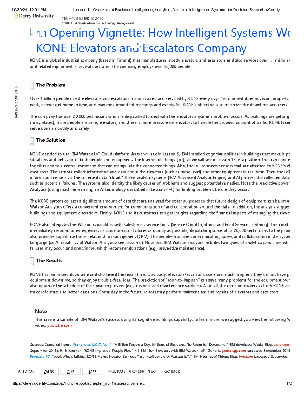 TECH408:62190 - Case Study on KONE Elevators & IBM Watson IoT ...