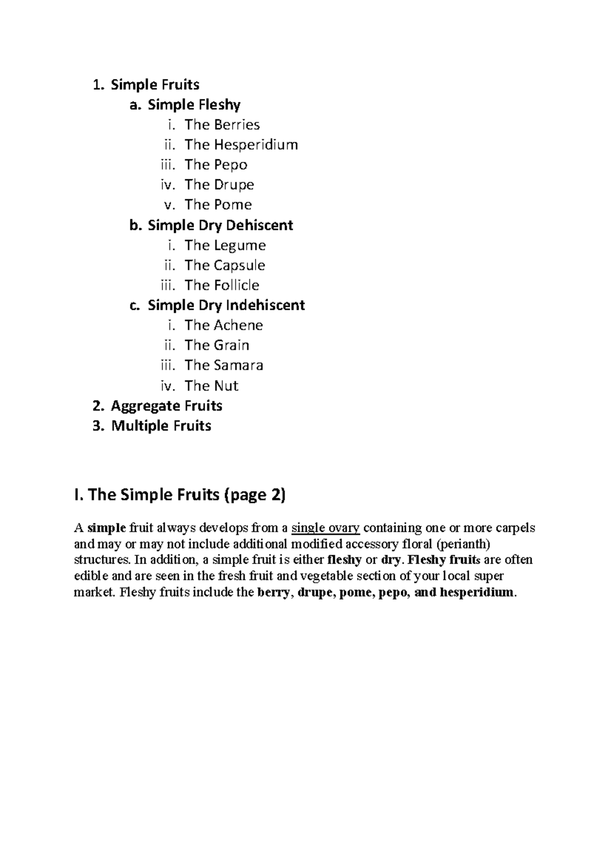 Fruits: Simple, Aggregate, and Multiple Types Explained - Studocu