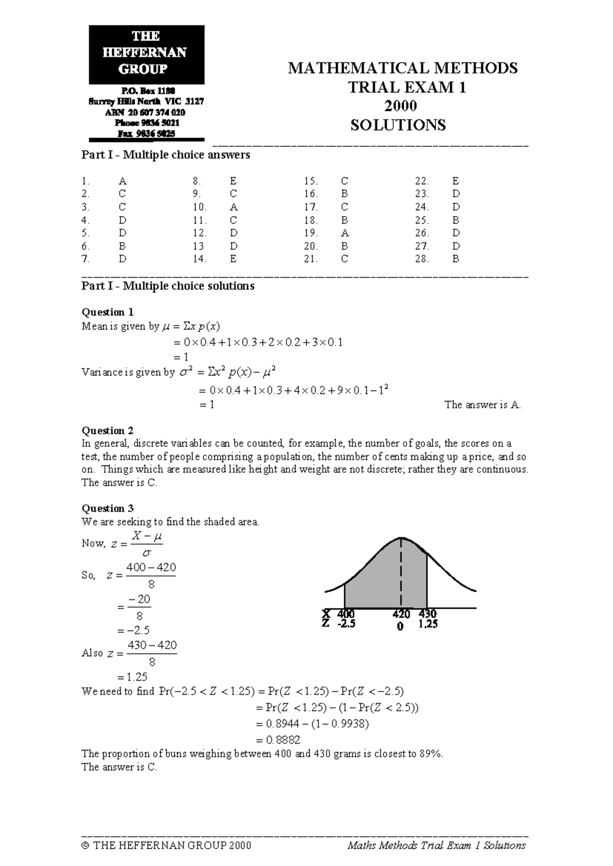 MATHEMATICAL METHODS MATH101 TRIAL EXAM 1 SOLUTIONS - Studocu