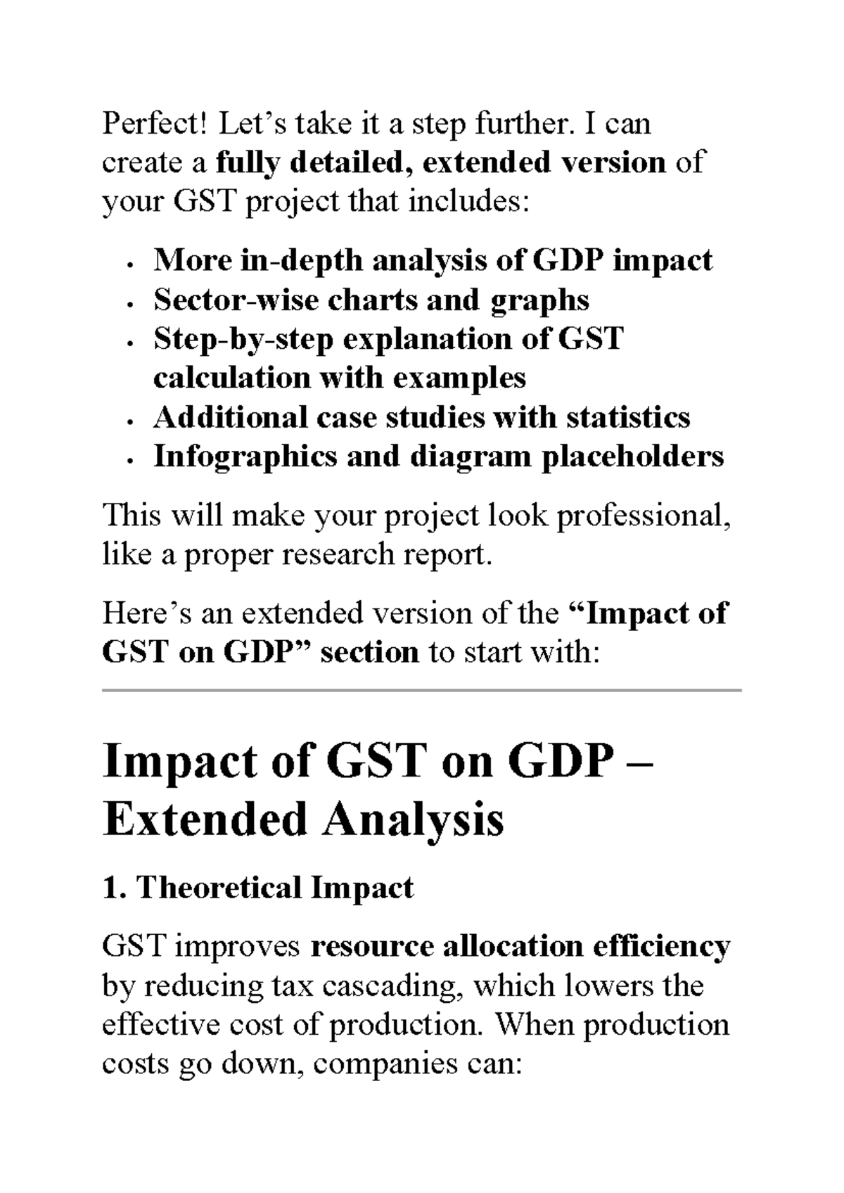 GST and Its Impact on GDP: Extended Analysis Project (Class XII) - Studocu
