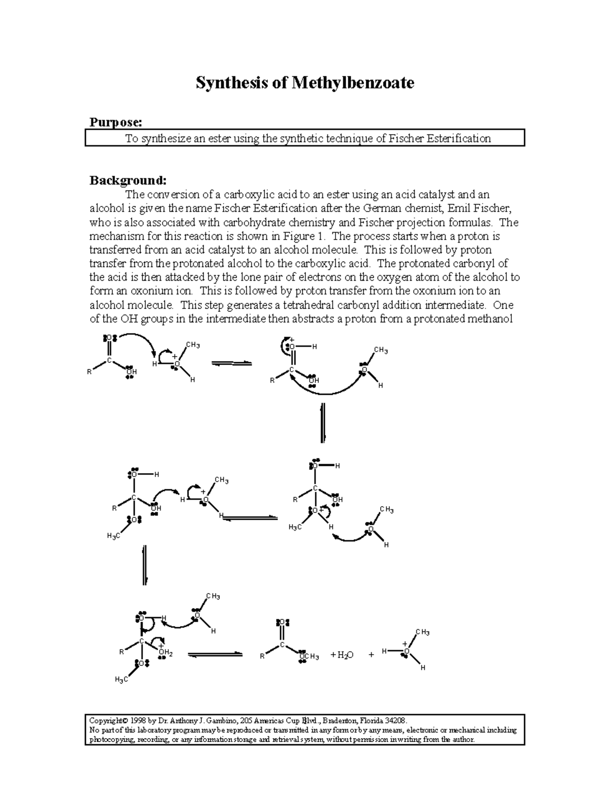 Synthesis of Methyl Benzoate via Fischer Esterification Experiment ...