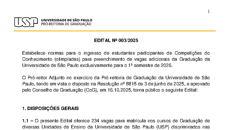 Edital de Ingresso 2026 para Competições do Conhecimento - USP - Studocu