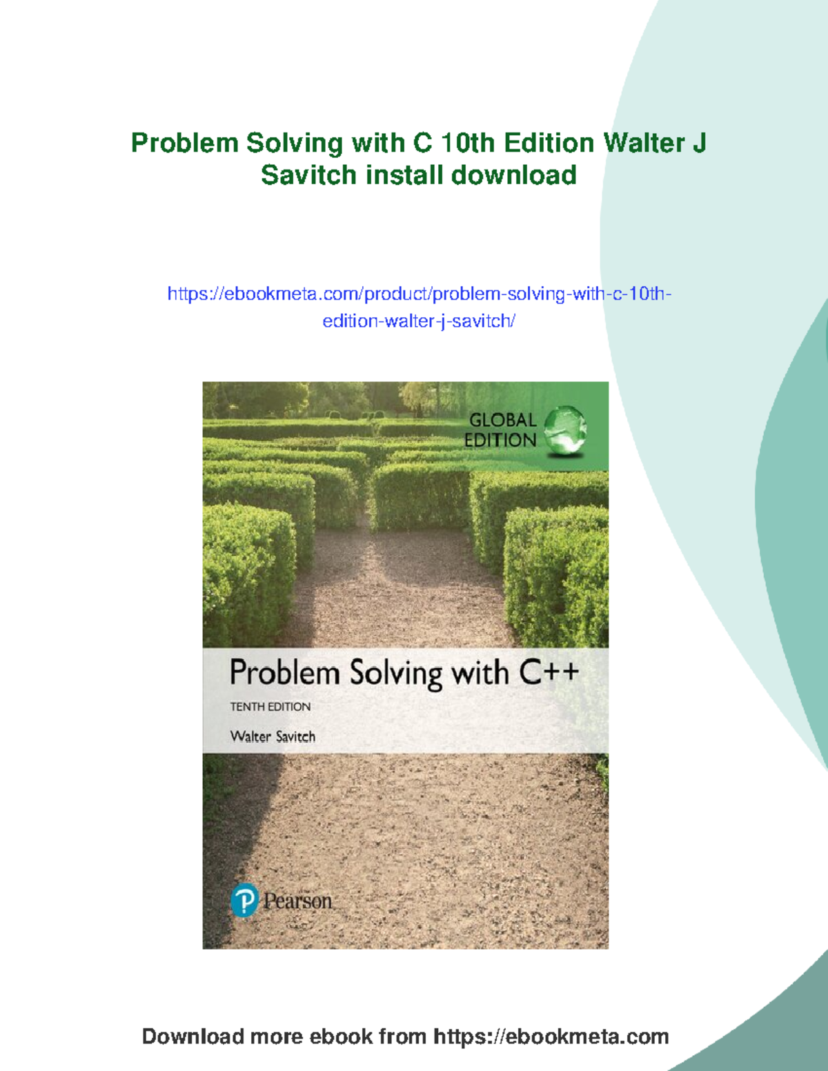 Problem Solving with C 10th Edition by Walter J. Savitch - Digital ...