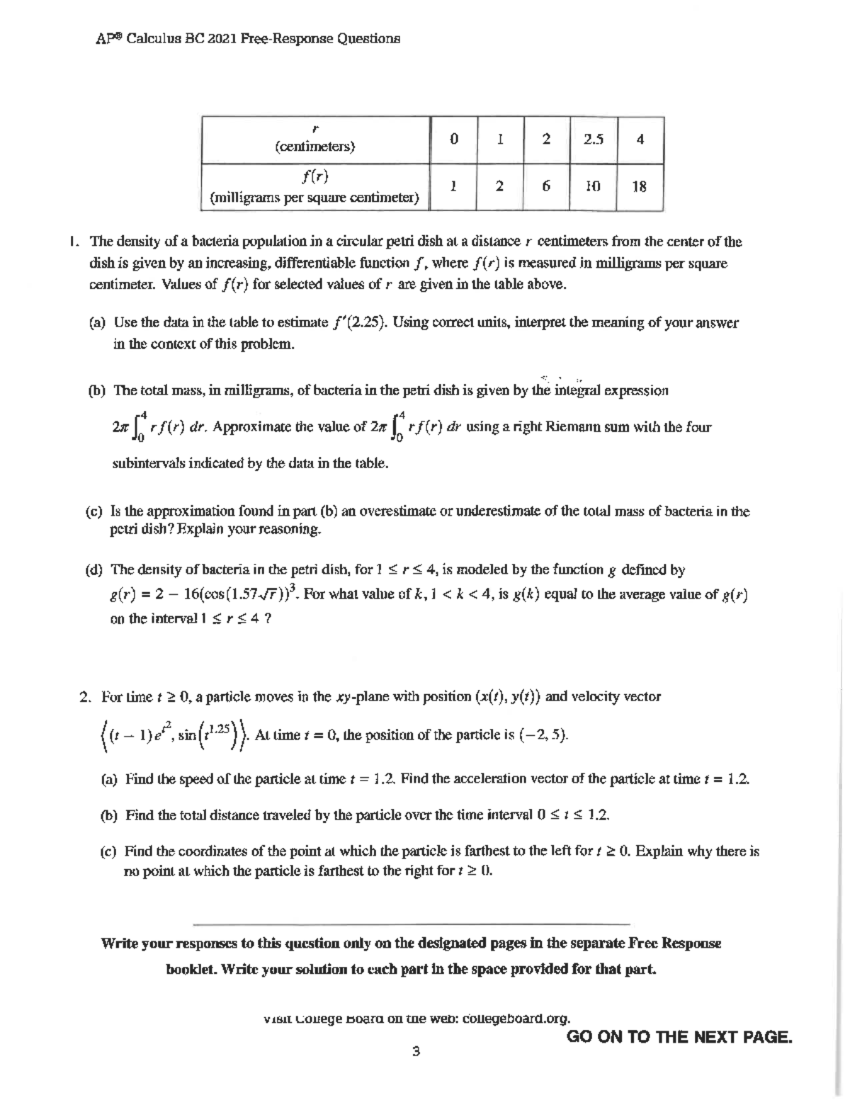BC 2021 Calculus Exam Practice Test Questions and Solutions - Studocu