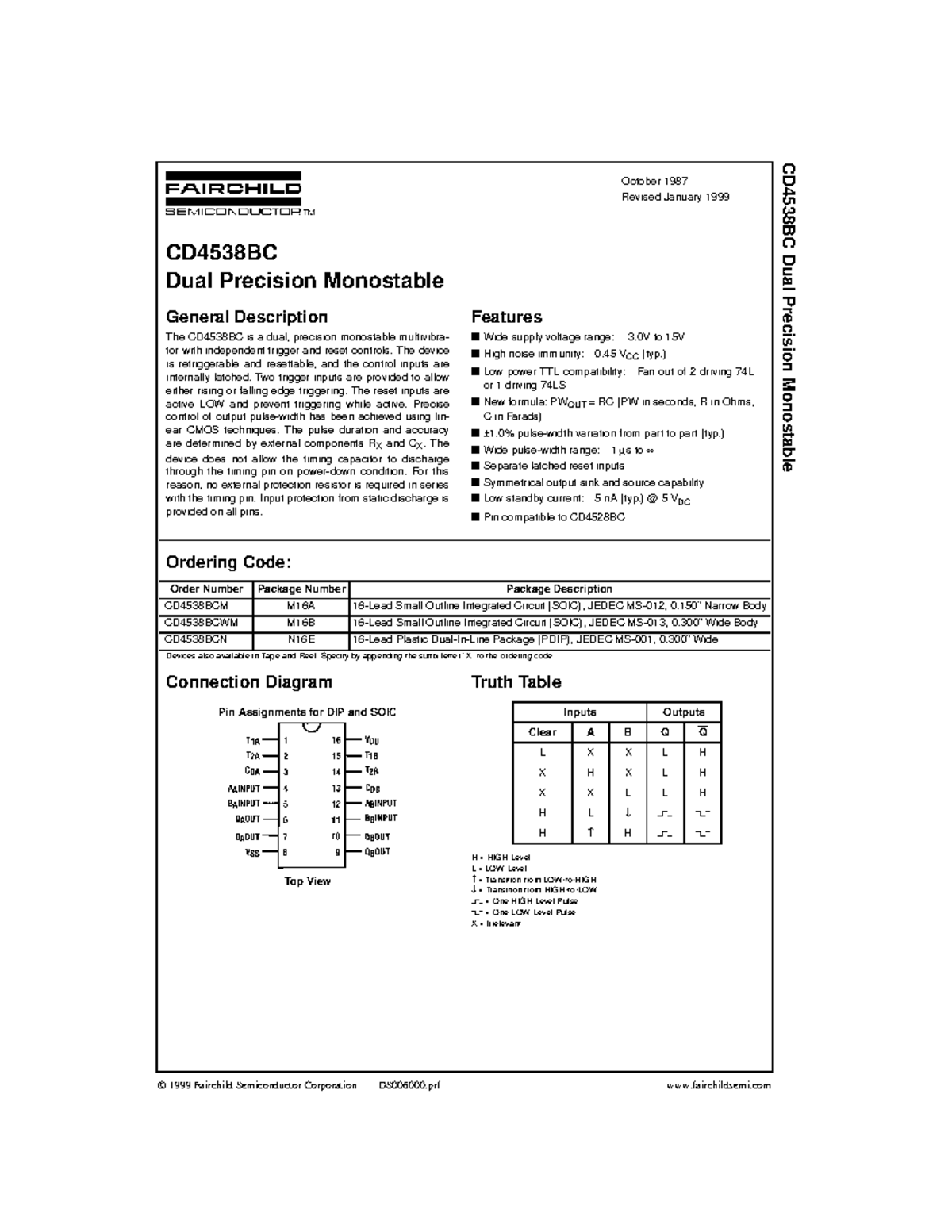 CD4538BC - Dual Precision Monostable Overview and Specs - Studocu
