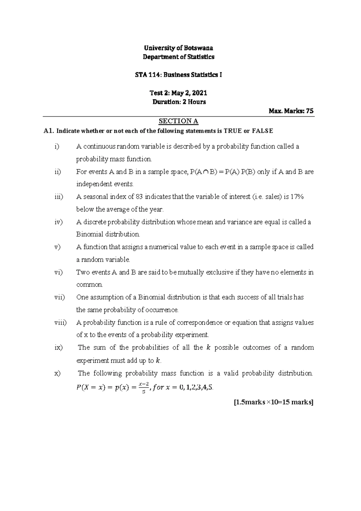 Statistics 101: Self-Test One - Basic Concepts and Data Types - Studocu