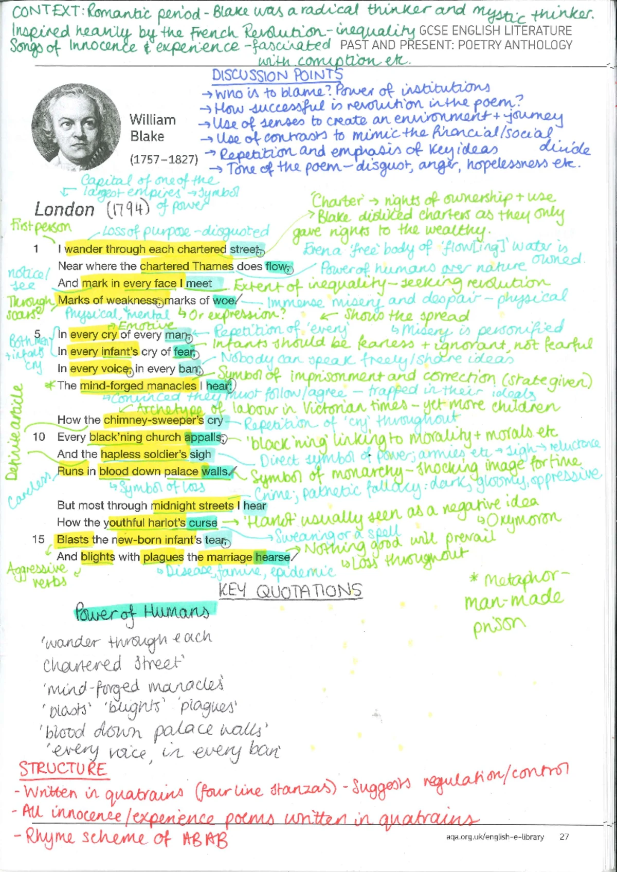 AQA Poetry Analysis: Annotations on Heaney's 
