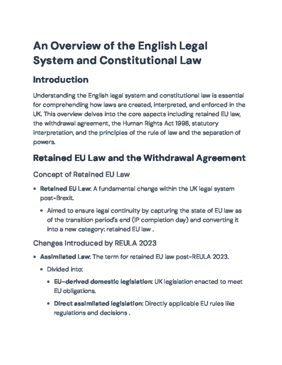 English Legal System & Constitutional Law Overview (CIVIL 101) - Studocu