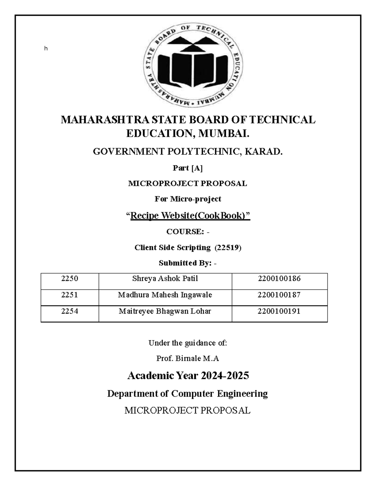 Css proposal - Microproject Report - h MAHARASHTRA STATE BOARD OF ...