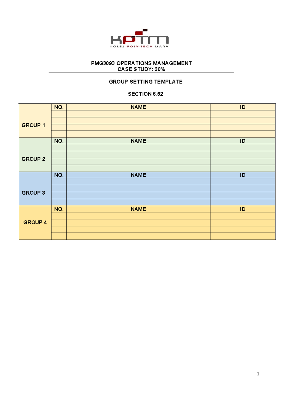 AB5 - business managemnt - PMG3093 OPERATIONS MANAGEMENT CASE STUDY: 20 ...