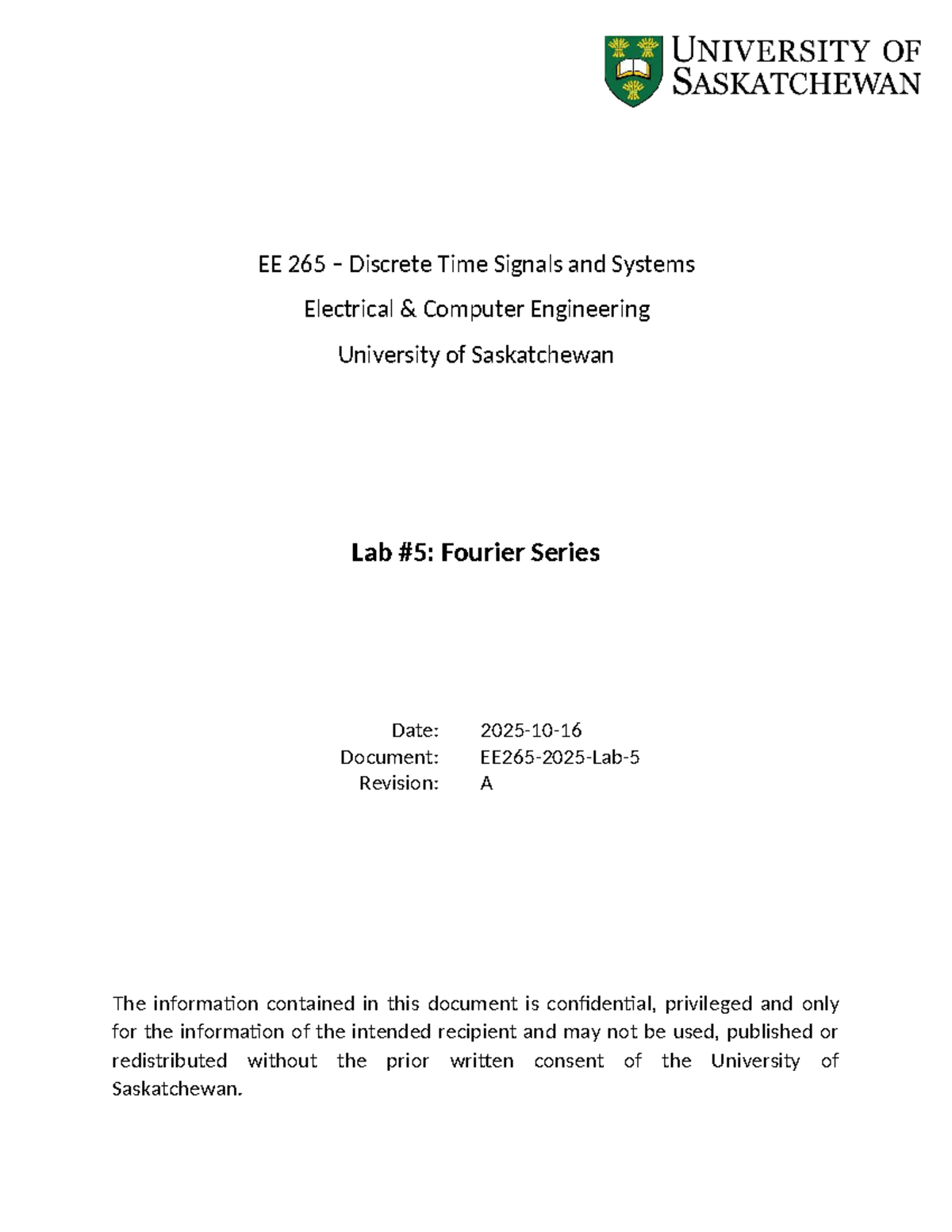 EE 265 Lab 5: Fourier Series Analysis in Discrete Time Signals - Studocu