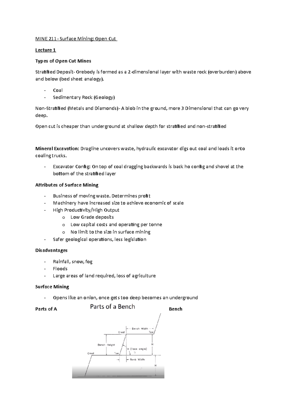 MINE211 - Lecture Notes on Surface Mining Techniques and Operations ...