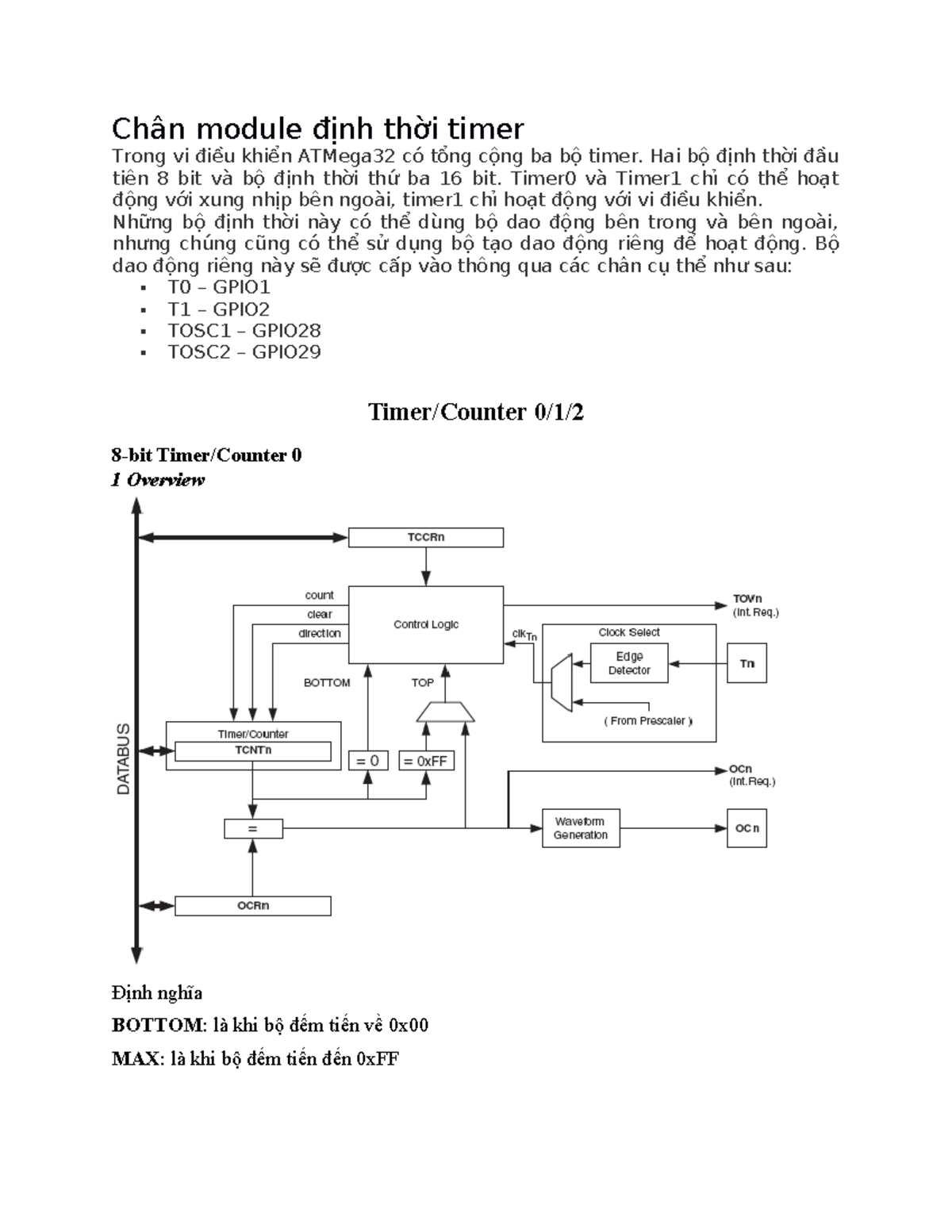Timer - dsfds - Chân module định thời timer Trong vi điều khiển ...