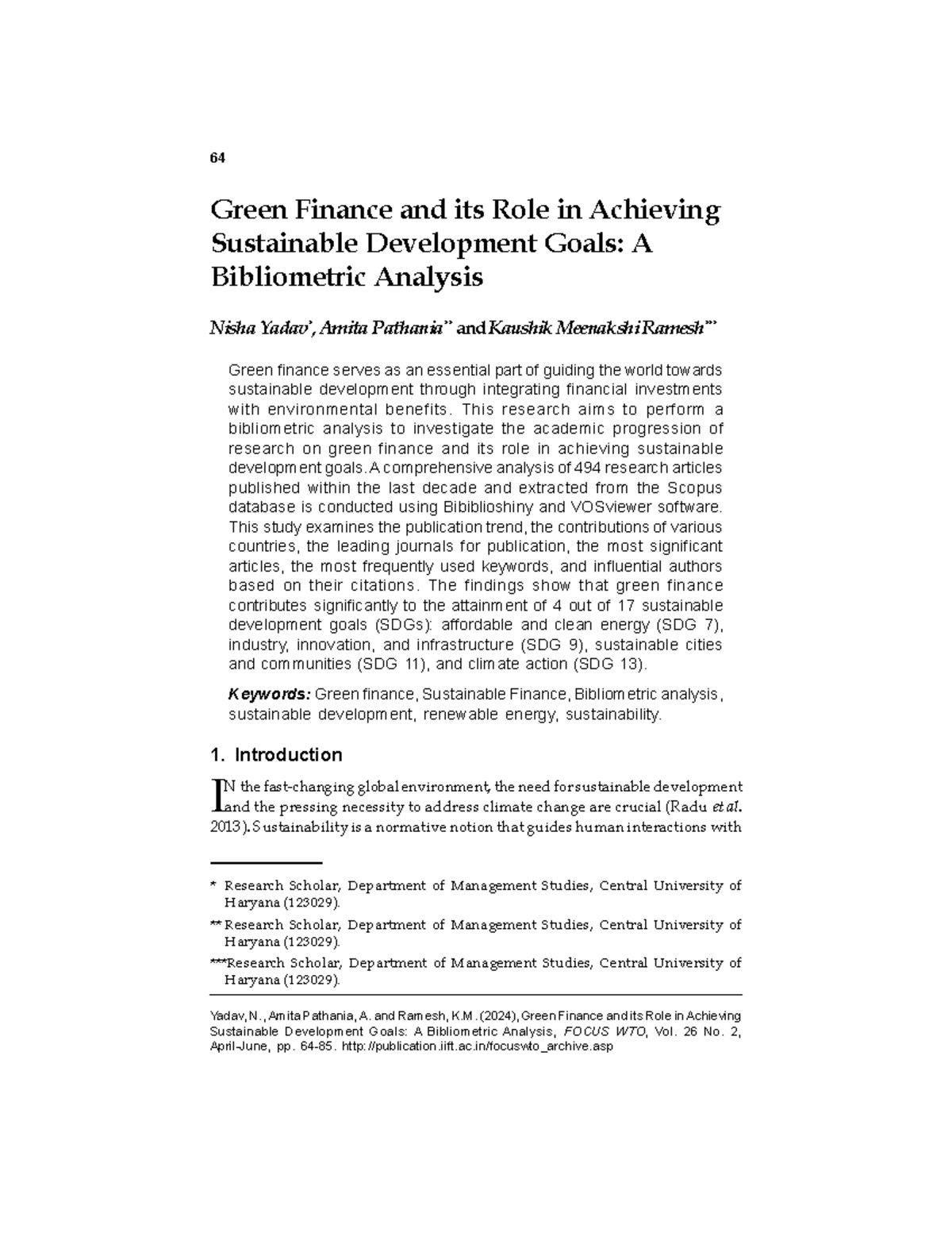 Green Finance and Sustainable Development Goals: A Bibliometric Study ...