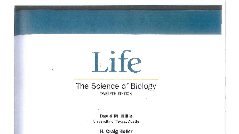 BIO1: Life - The Science of Biology, 12th Edition Overview - Studocu
