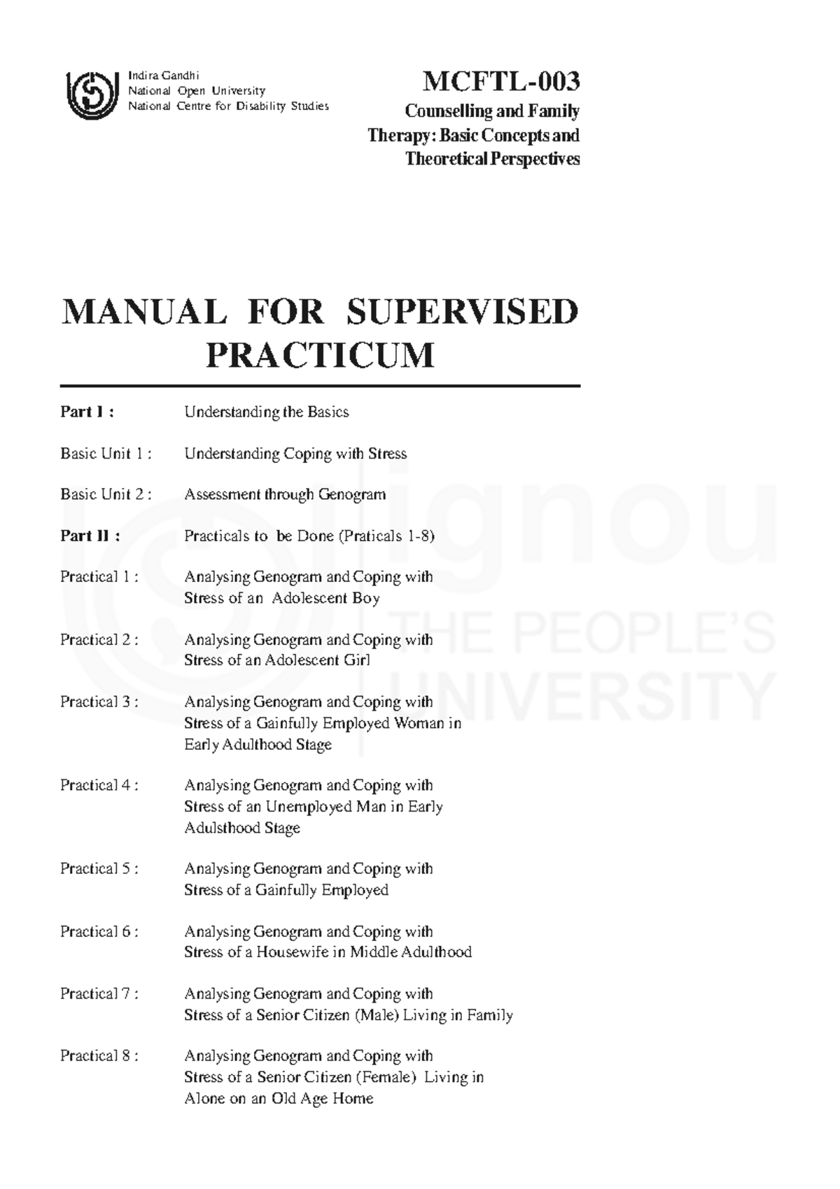 Supervised Practicum Manual: Counselling & Family Therapy (CFT) - Studocu
