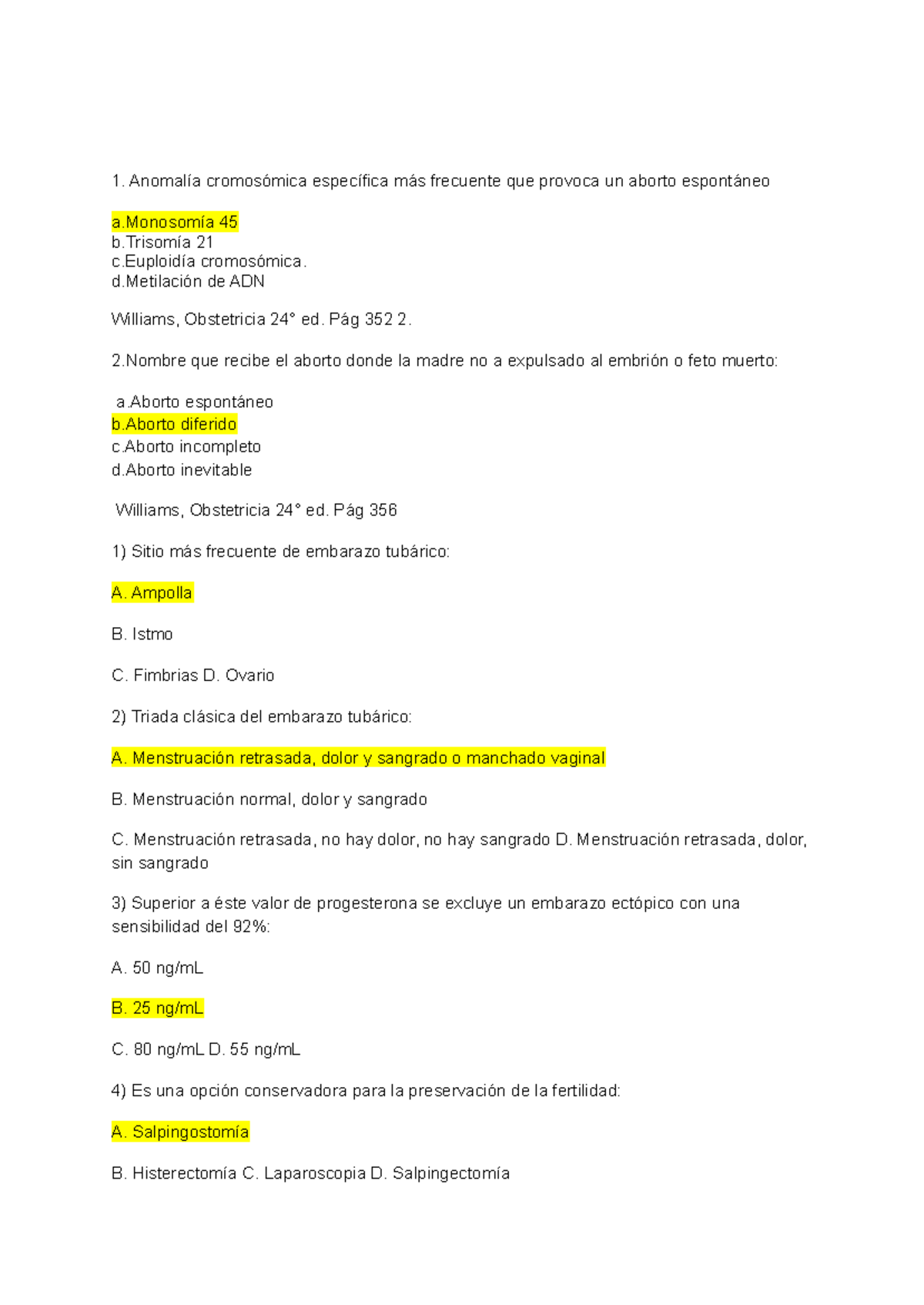 Banco de Preguntas de Obstetricia - Williams (25.a ed.) - Document Preview