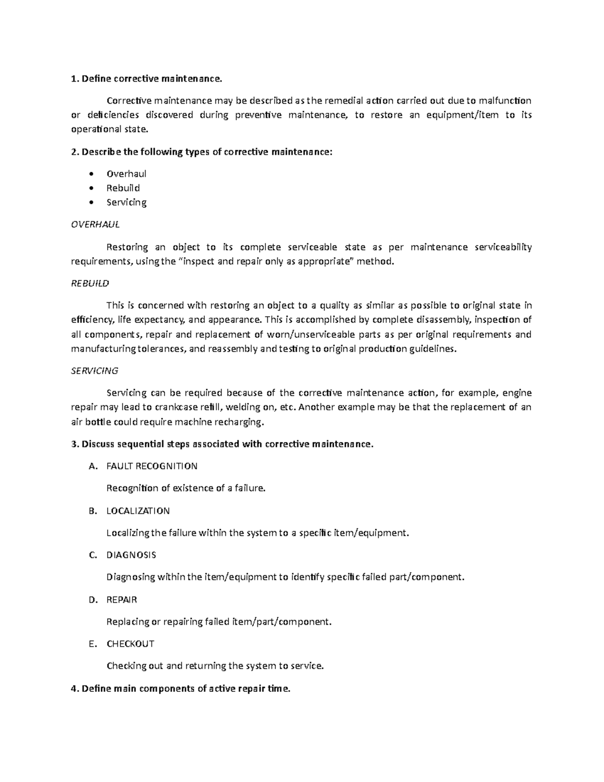 Corrective Maintenance Strategies in Maintenance Engineering (ENG 101 ...