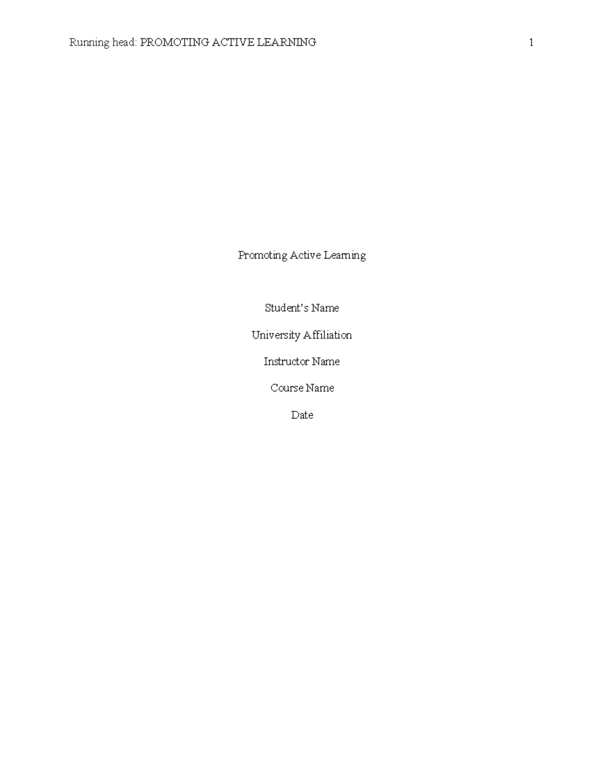 Promoting Active Learning Techniques in Online Courses (EDU 3861281 ...