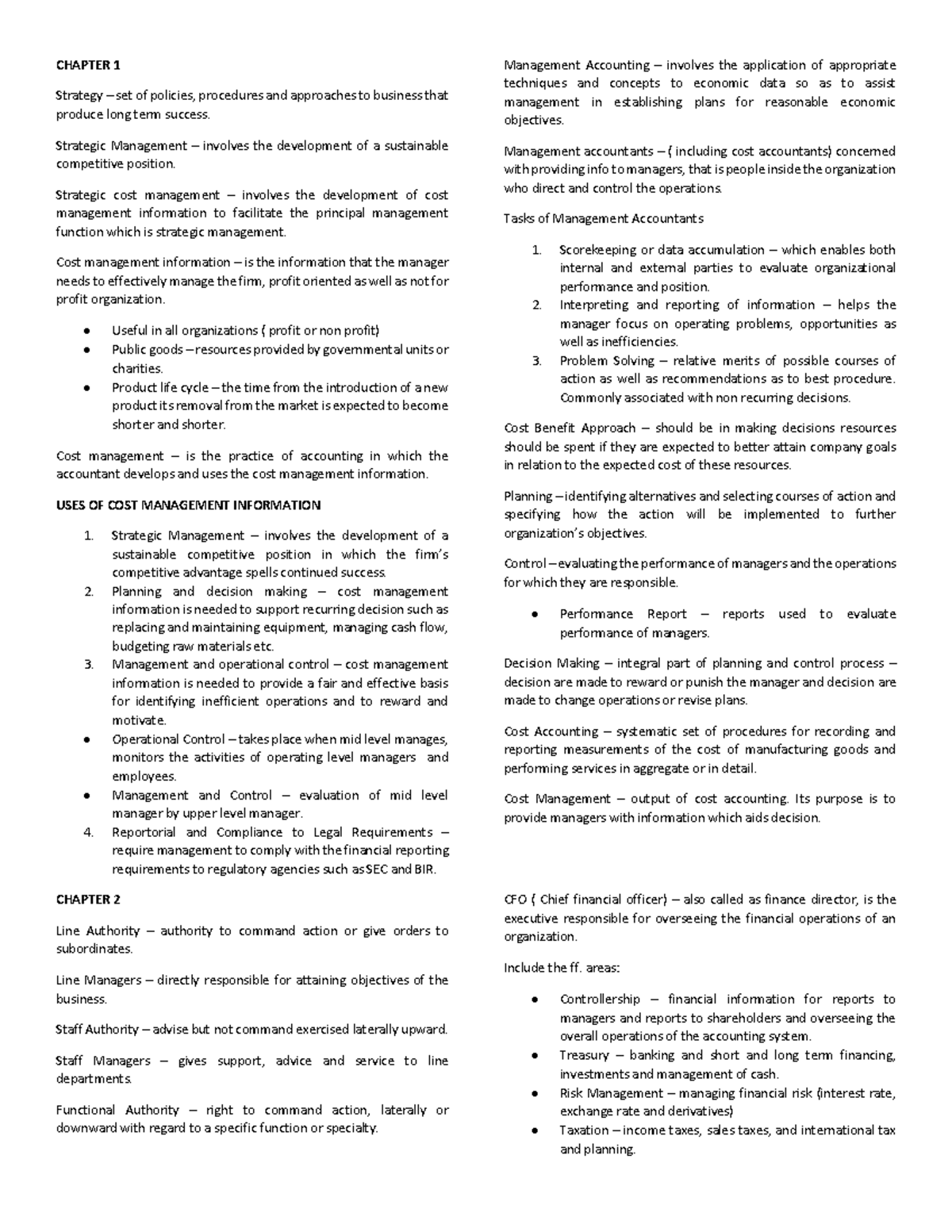 Strategic Cost Management (SCM) Chapter 1 Lecture Notes - Studocu