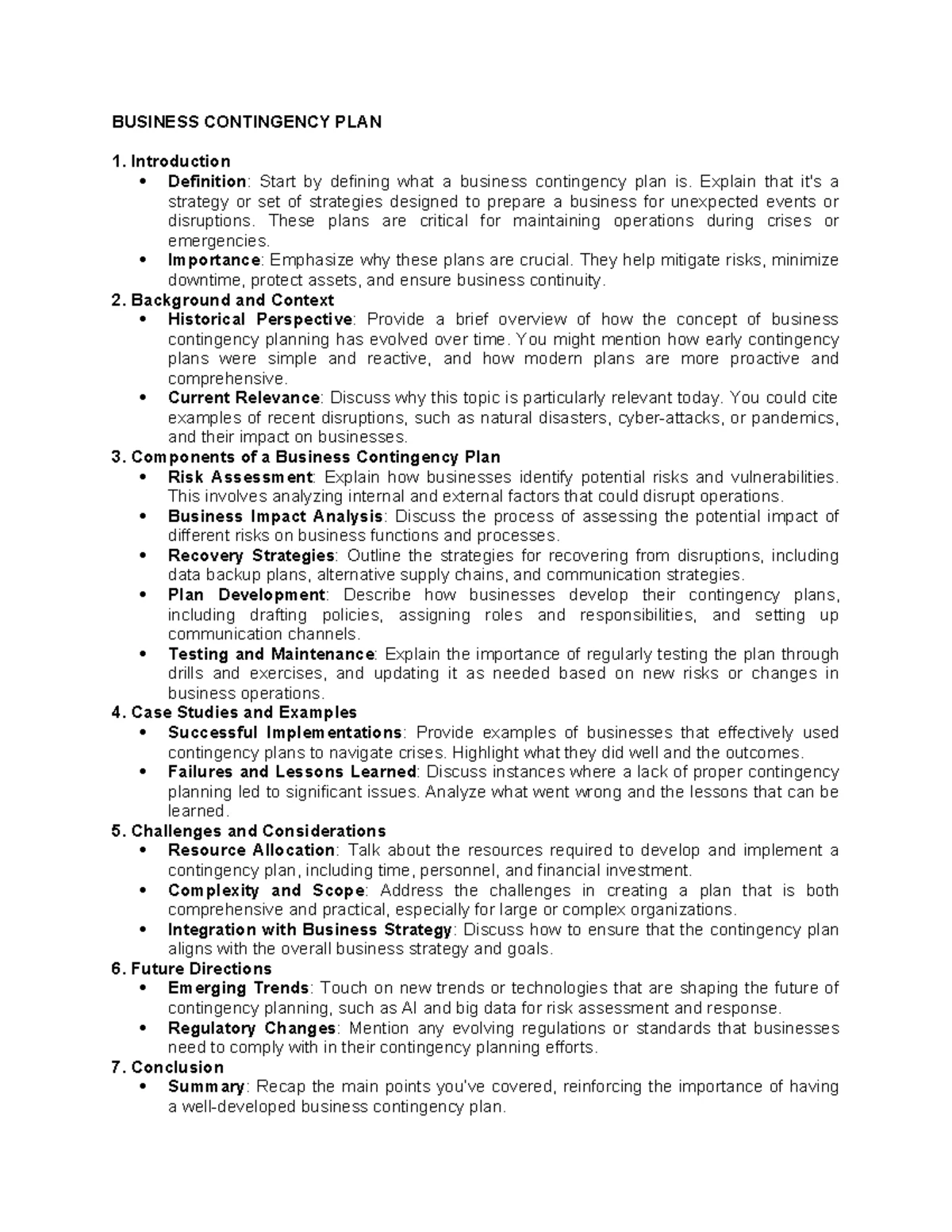 Business Contingency Plans: Strategies for Crisis Management and ...