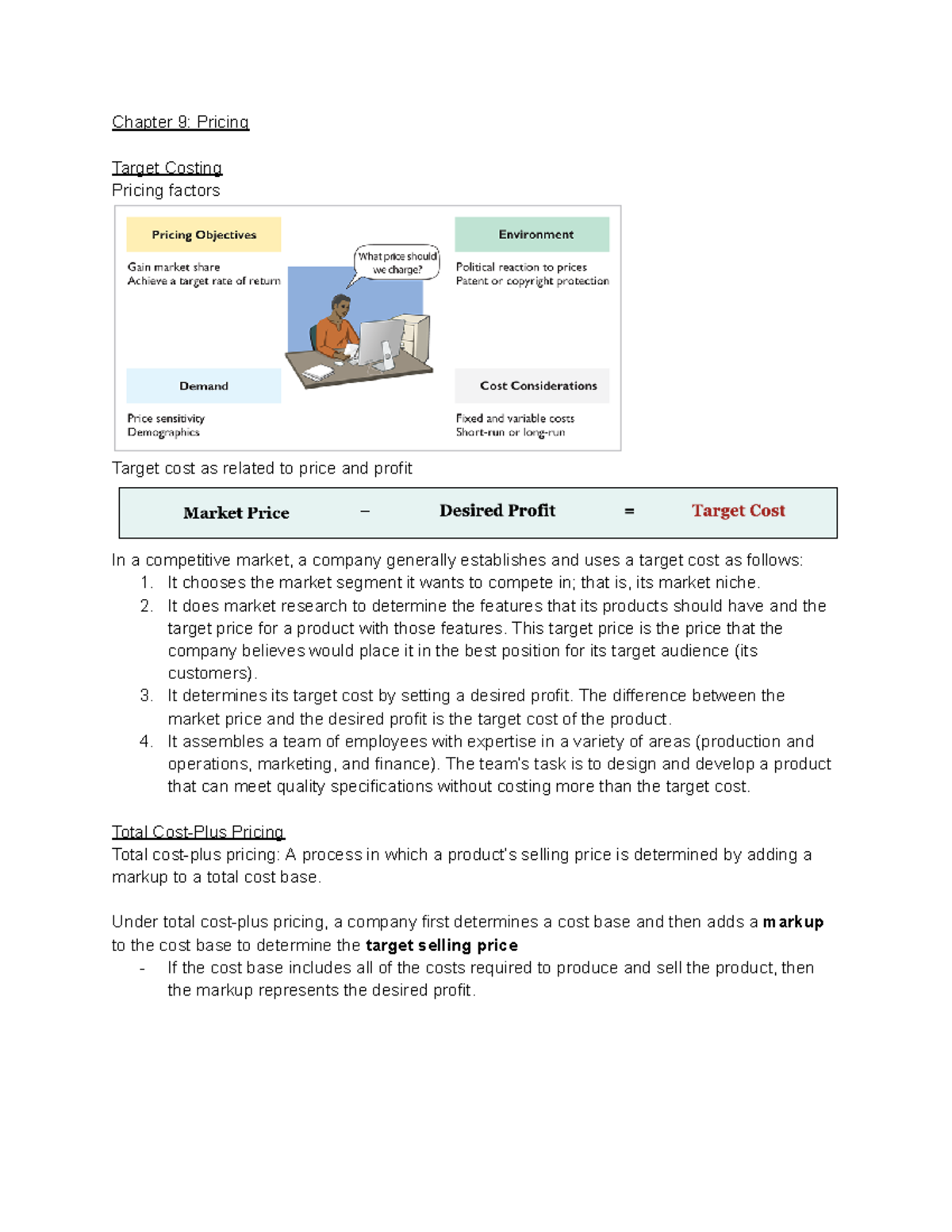 CH 9 - Pricing Strategies in Managerial Accounting Summary - Studocu