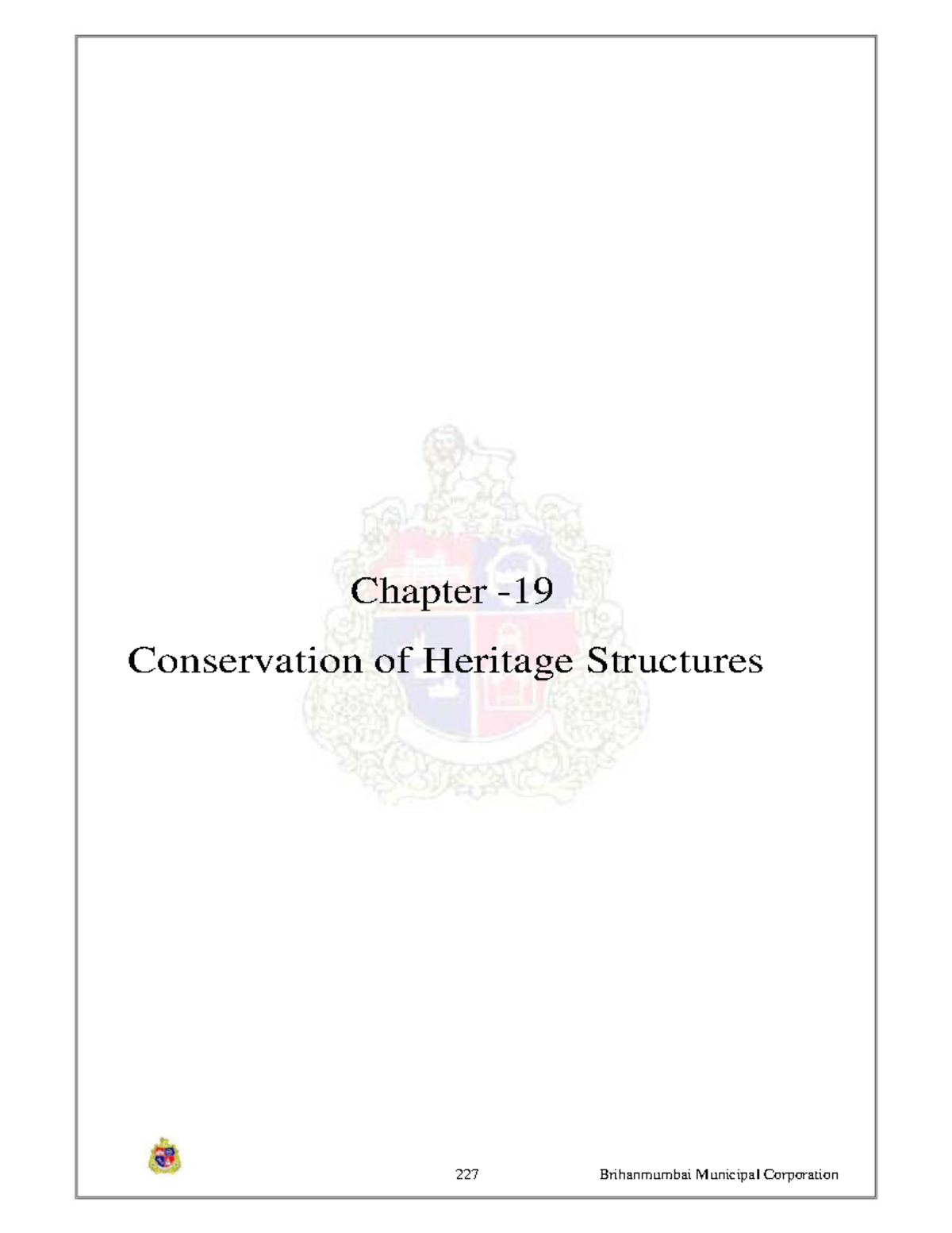 Chapter 227: Conservation of Heritage Structures - MCGM Common Schedule ...