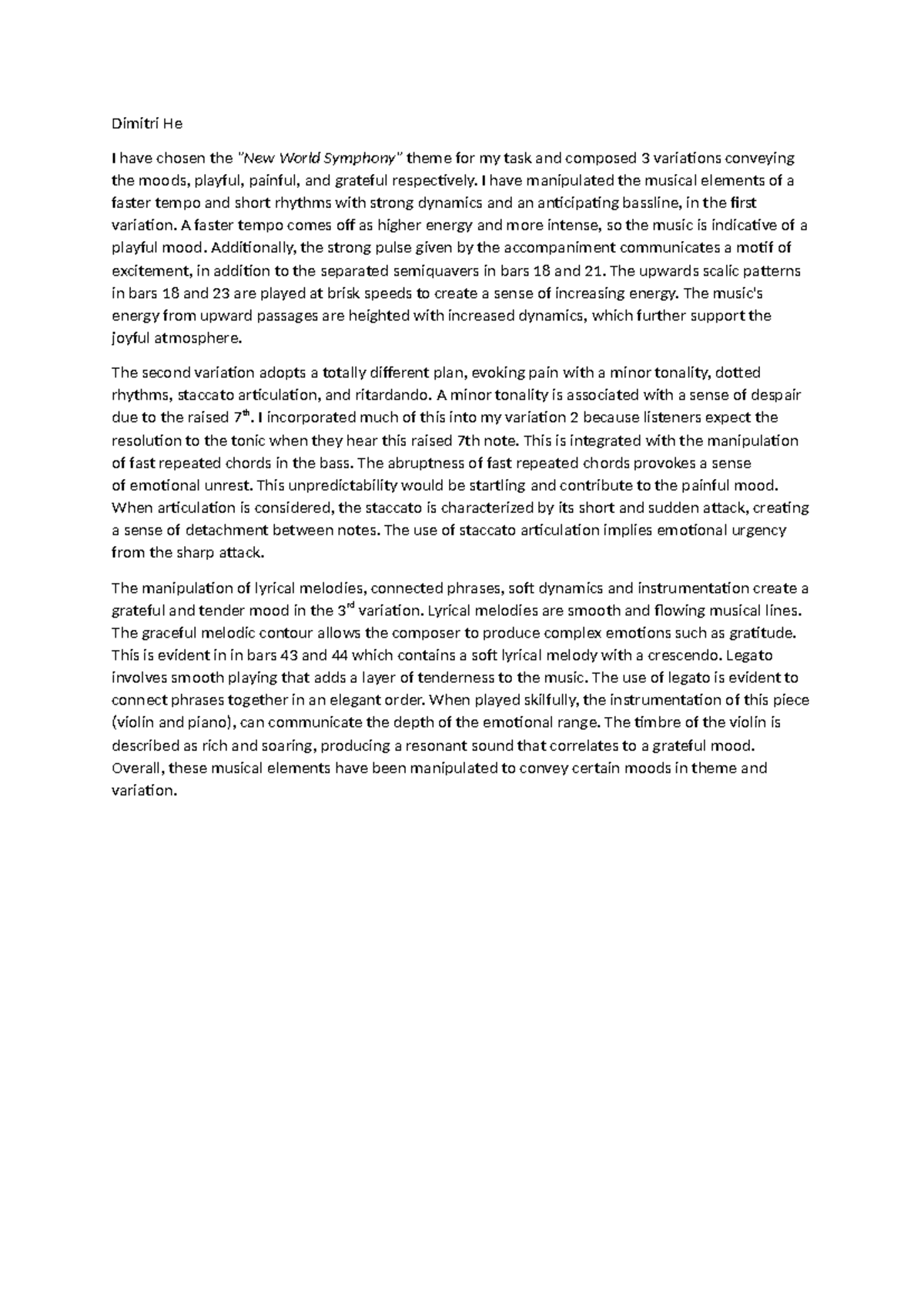 MUS 101: Literacy Composition Intention Statement on World Theme ...