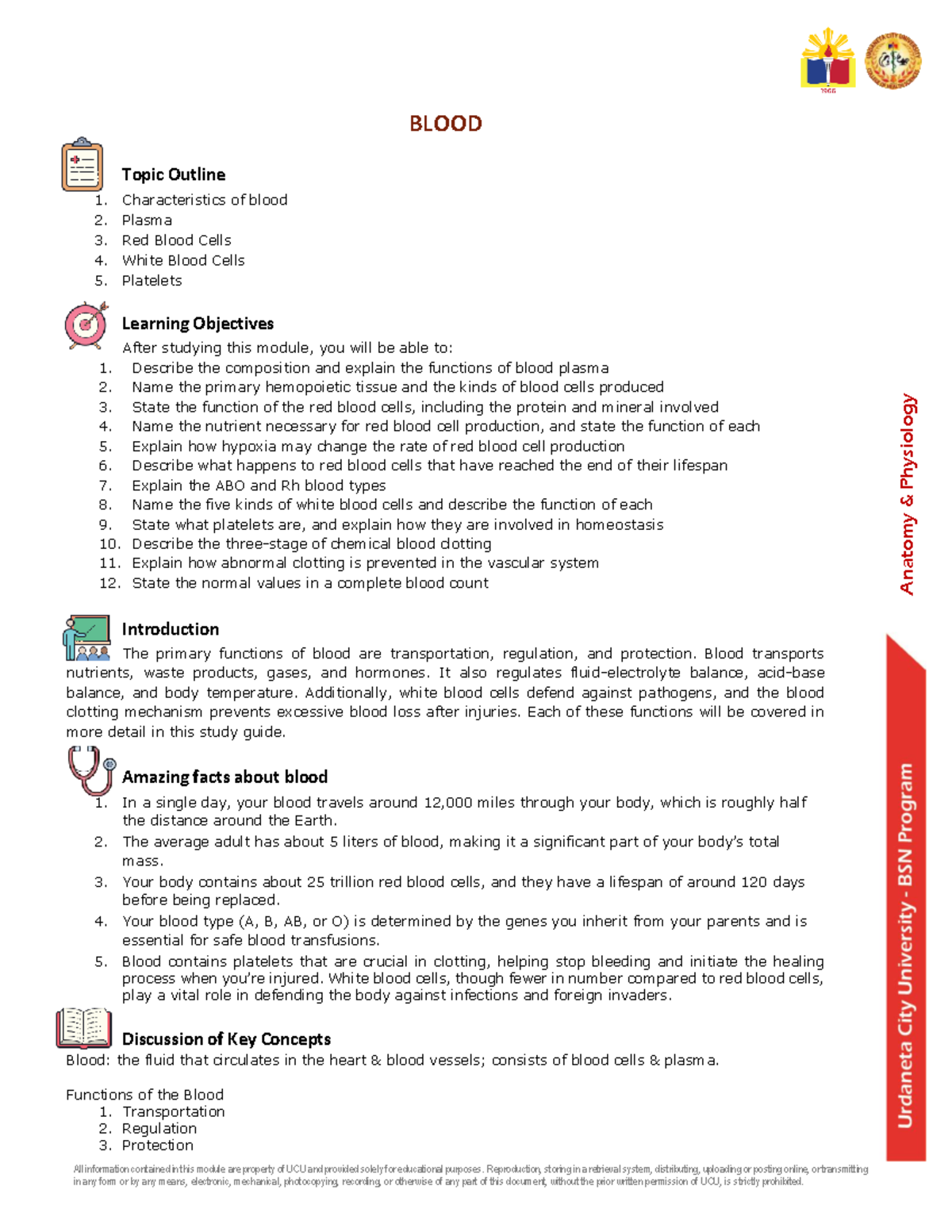 Anatomy & Physiology: Blood Module - Studocu