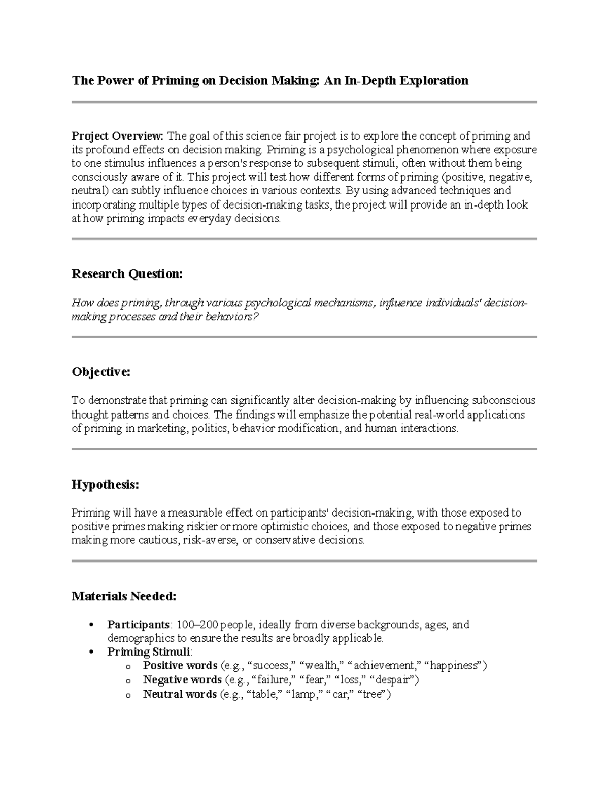 New Microsoft Word Document - The Power of Priming on Decision Making ...