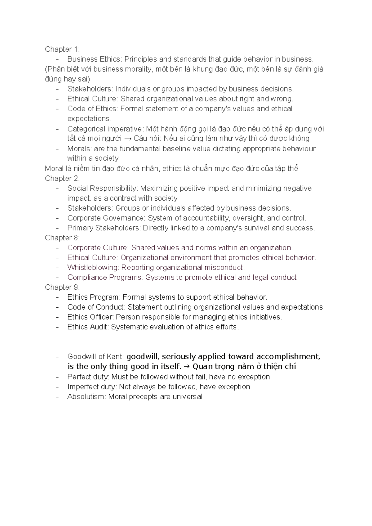 Chapter 1-9: Business Ethics & Social Responsibility Overview (Đạo đức ...