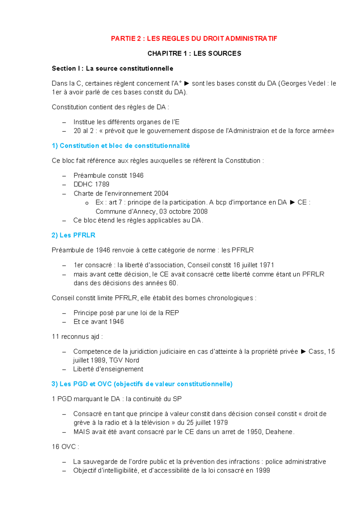 Partie 2 : Chapitre 1 - Les Sources du Droit Administratif - Studocu
