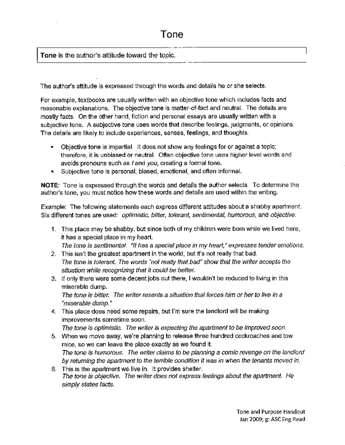 LCC112 Tone and Purpose Handout: Understanding Writing Attitudes - Studocu