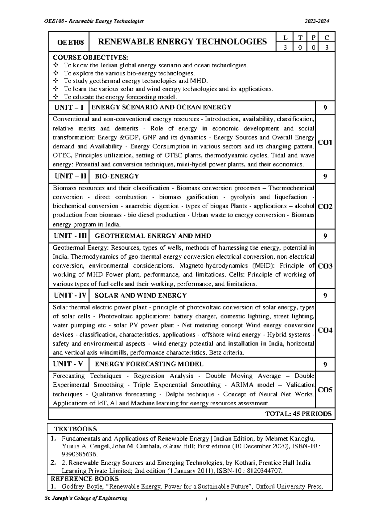 OEE108 Renewable Energy Technologies: Comprehensive Study Guide - Studocu
