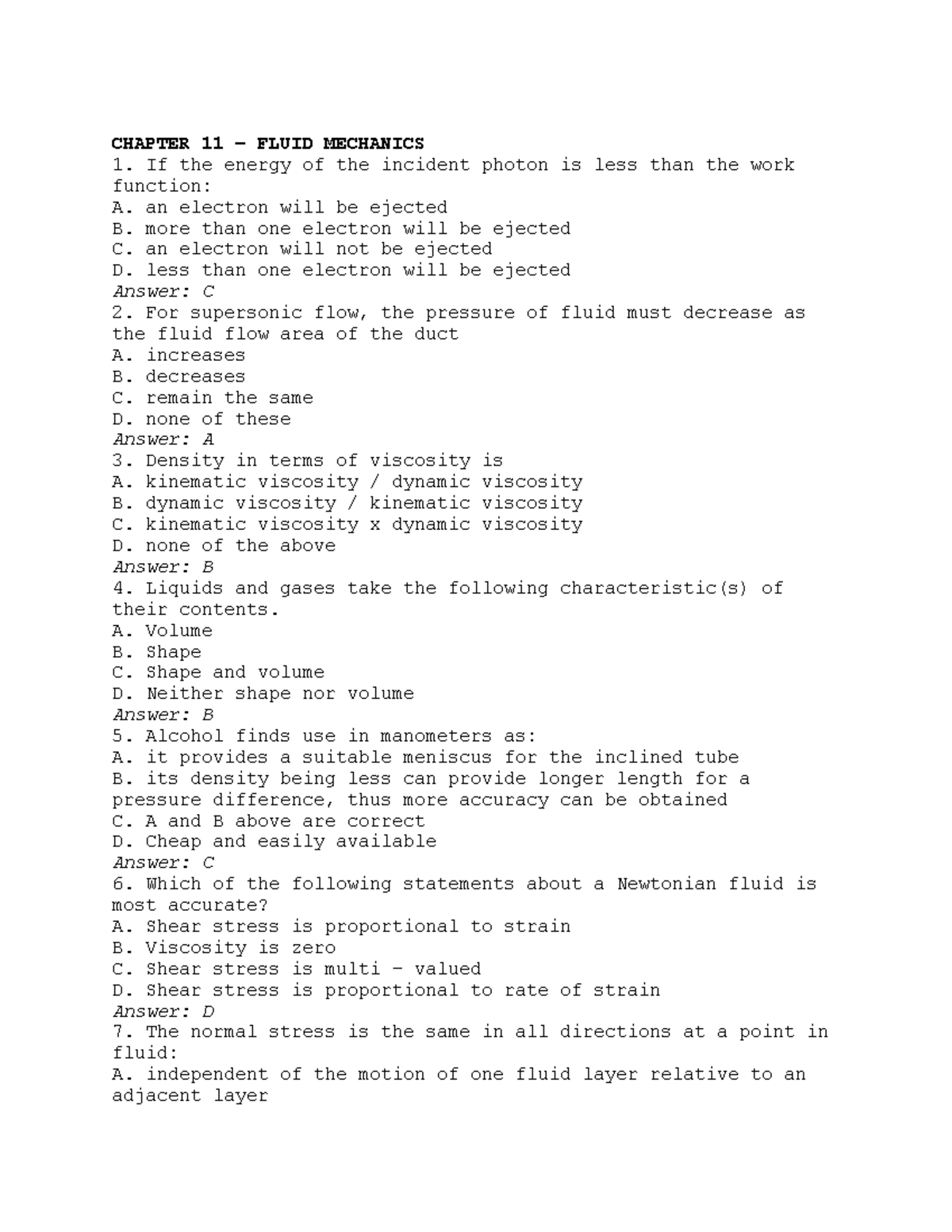Fluid Mechanics: Chapter 11 Study Notes and Key Concepts - Studocu