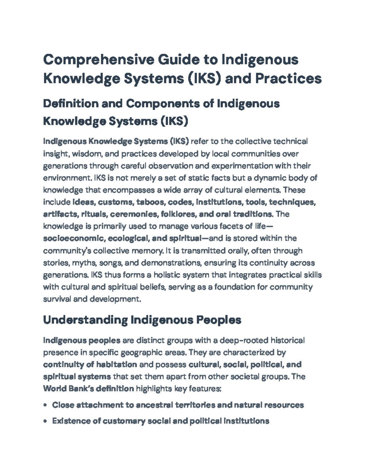 Indigenous Knowledge Systems (IKS) and Their Role in Development: A ...