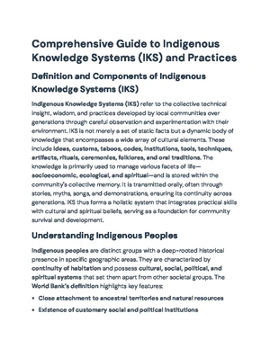 Indigenous Knowledge Systems (IKS) and Their Role in Development: A ...
