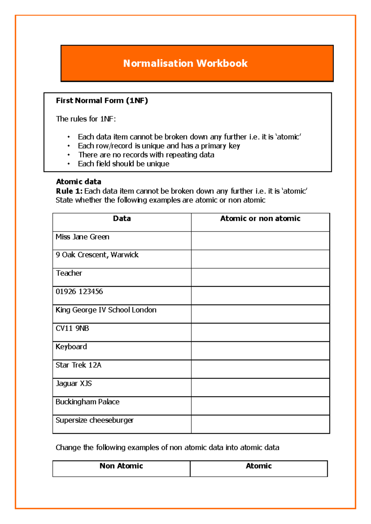 Normalization Workbook: Understanding 1NF, 2NF, and 3NF Rules - Studocu