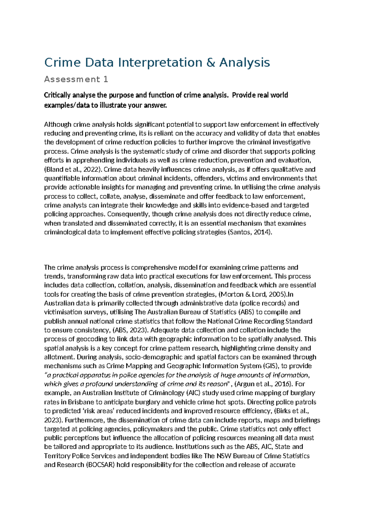 CRIM101: Crime Data Analysis & Interpretation - Assessment 1 Insights ...