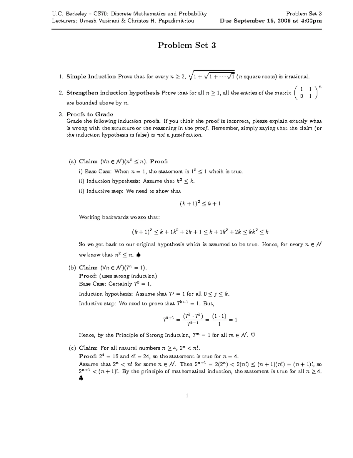 Hw2 - DM practice questions. - U. Berkeley – CS70: Discrete Mathematics ...
