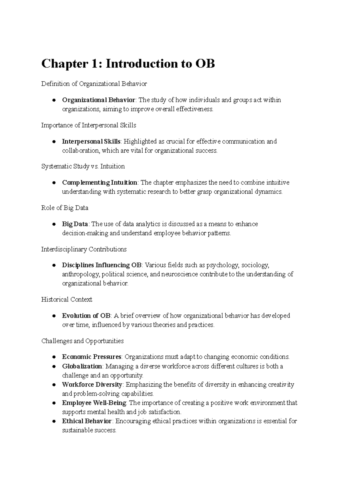Final Exam: Organizational Behavior Overview and Key Concepts - Studocu