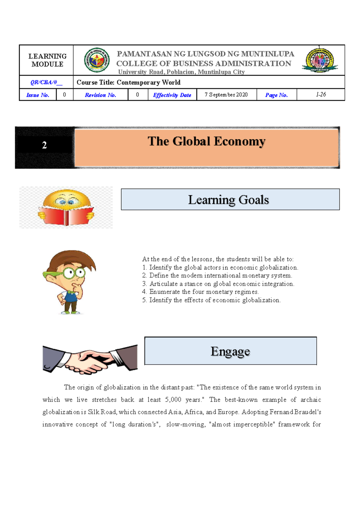 RM2 The Global Economy - LEARNING MODULE PAMANTASAN NG LUNGSOD NG ...