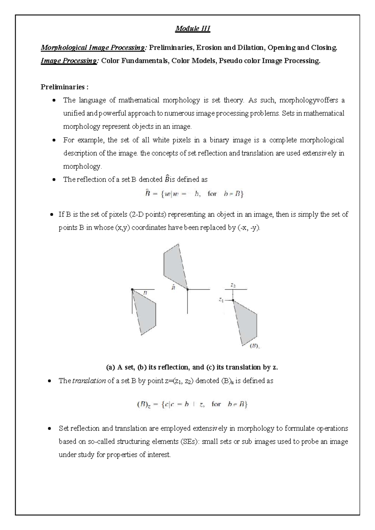 DIP Module III: Morphological Image Processing & Color Fundamentals ...