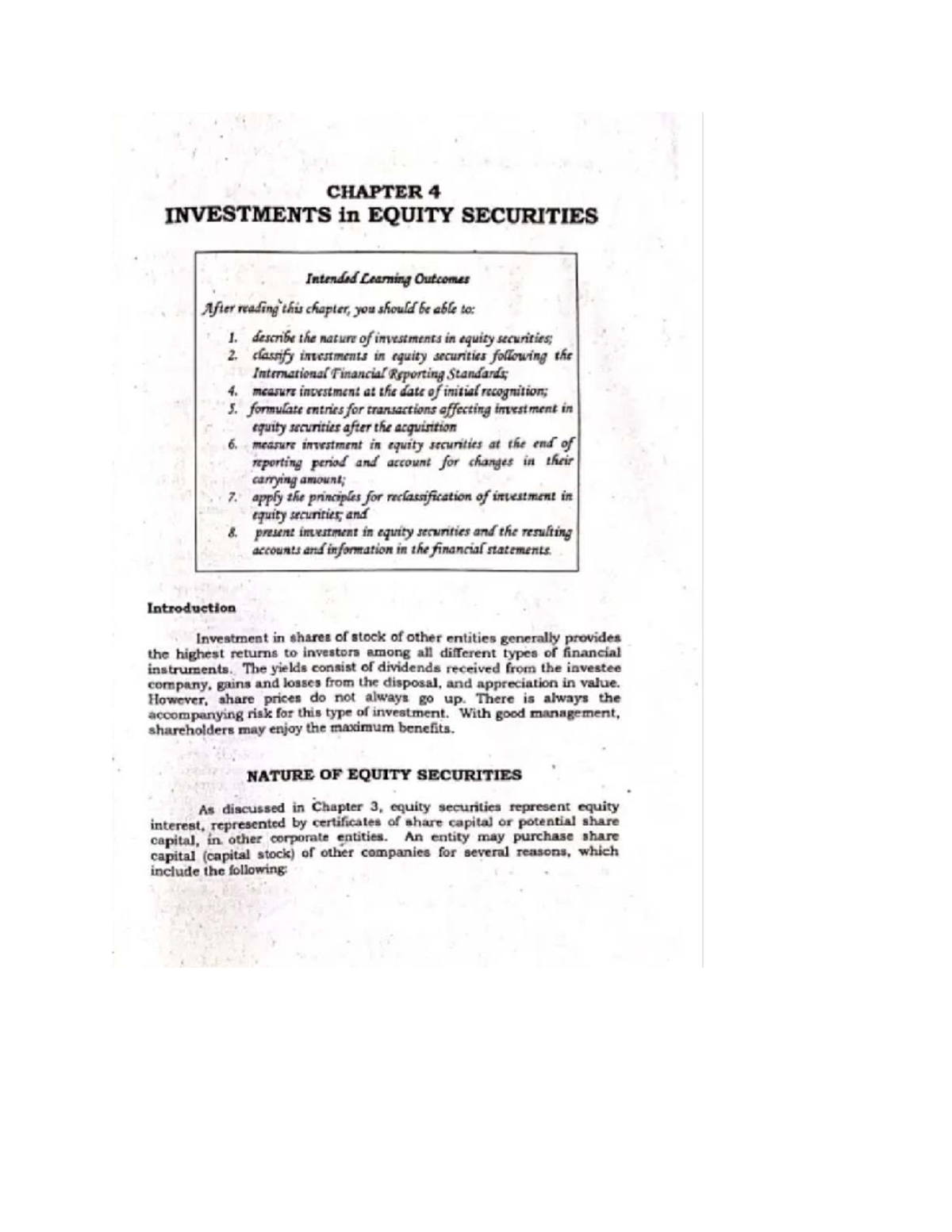 CHAPTER 4: INVESTMENTS IN EQUITY SECURITIES - Key Concepts and Learning ...